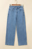 Dusk Blue Side Seam Rivet Detail Ankle Length Casual Jeans