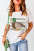 White Western Duck Graffiti Print T-Shirt