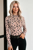 Khaki Mock Neck Sheer Mesh Leopard Long Sleeve Bodysuit
