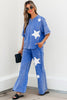 Ashleigh Blue Acid Wash Star Patched Rolled Trim Pants Set