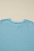 Light Blue Textured Drop Shoulder Plus Size Knit Top
