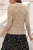 Smoke Gray Pearl Beaded Pointelle Knit V Neck Lace Patchwork Sleeve Sweater