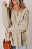 Parchment Raw Edge Exposed Seam Raglan Sleeve Side Slit Sweatshirt