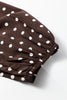 Chicory Coffee Polka Dot Long Sleeve Wrap V Neck Ruffle Hem Mini Dress