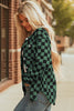 Green Checkerboard Flap Pocket Button Front Shacket