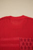 Sky Blue Flag Graphic Short Sleeve Sweater Top