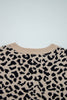 Orange Leopard Drop Shoulder Chunky Knitted Cardigan Sweater