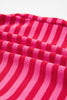 Rose Stripe Contrast Elastic Waist Casual Ribbed Shorts