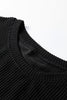 Black MERRY Corded Long Sleeve Top and Pockets Pants Set