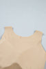 Oatmeal Solid Color Wide Strap Splicing Athleisure Tank Top
