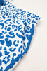 Blue Leopard Elastic Waist Lace up Contrast Trim Casual Shorts