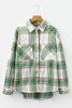 Khaki Christmas Plaid Casual Flannel Shacket