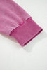Red Dahlia Lace Patchwork Detail Notched Neck Mineral Wash Baggy Sweatshirt