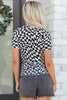 Khaki Checkered Print Mock Neck Mesh T Shirt