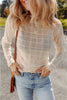 White Sheer Plaid Mesh Lettuce Trim Slim Fit Long Sleeve Top