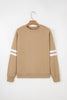 Light French Beige Varsity Striped Detail Drop Shoulder Oversized Sweatshirt
