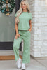 Canton Cuffed Short Sleeve Tee Raw Seam Patch Pocket Drawstring Pants Set