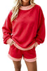Racing Red Polka Dot Trim Baggy Pullover 2pcs Short Set