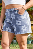 Ashleigh Blue Floral Pattern High Waist Raw Hem Plus Size Denim Shorts