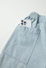 Sky Blue Stripe Mid Rise Drawstring Waist Jeans