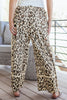 Khaki Leopard Wide Leg Cropped Pants