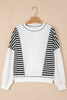 White Stripe Colorblock Patchwork Contrast Stitching Oversize Sweatshirt