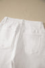 White Solid Color Rolled Cuffs Denim Bermuda Shorts