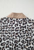 Multicolour Leopard Print Contrast Trim Button Split Neck Plus Long Sleeve Top