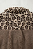 Brown Sherpa Leopard Print Flap Pocket Collared Button Up Jacket