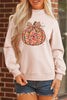 Apricot Pink Floral Pumpkin Graphic Mock Neck Oversized Sweatshirt