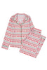 White Christmas Pattern Print Shirt Style Long 2pcs Pajama Set