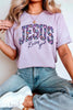 Orchid Petal Christian Floral Letter Graphic Round Neck T Shirt