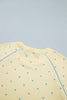 Gray Polka Dot Print Piping Trim 3/4 Sleeve Relaxed Top