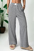 Black Stripe Elastic High Waist Pocketed Loose Pants