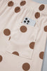Beige Polka Dot Wide Leg Elastic Waist Casual Pants