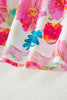 Pink Plus Size Floral Print Ruched Short Sleeve Blouse