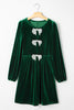 Evergreen Bowknot Decor High Waist Velvet Mini Dress