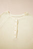 Oatmeal Textured Knit Half Buttons Henley Top