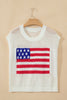 Sky Blue Flag Graphic Short Sleeve Sweater Top