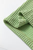 Grass Green Color Block Corded Knit Crew Neck Tee
