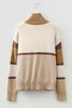 Parchment Colorblock Zipped Collared Pullover Sweater