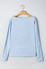 Beau Blue Solid Color Batwing Long Sleeve Top