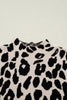 Black Leopard Print High Neck Short Sleeve Sweater