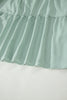 Clearly Aqua Solid Color V Neck Short Puff Sleeve High Waist Tiered Maxi Dress