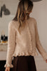 Oatmeal Ruffle Trim Gold Button Sweater Cardigan