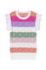 Rose Stripe Colorblock Hollowed Knit Scallop Edge Sweater Vest