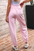 Light Pink Drawstring Waist Patchwork Solid Color Jogger Pants