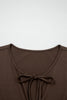 Coffee Plus Size Solid Color Bow Tie Peplum Tank Top