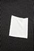 Carbon Grey Corded Knit Color Block Pocketed Crew Neck T Shirt