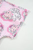 Pink Santa Claus Print V Neck Tee Drawstring Pants 2pcs Lounge Set